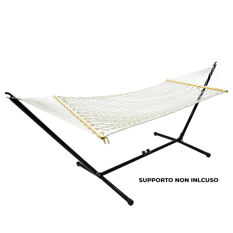 Amaca da Giardino 2x1,7m in Cotone Max 150 Kg Zinnia Bianca-7