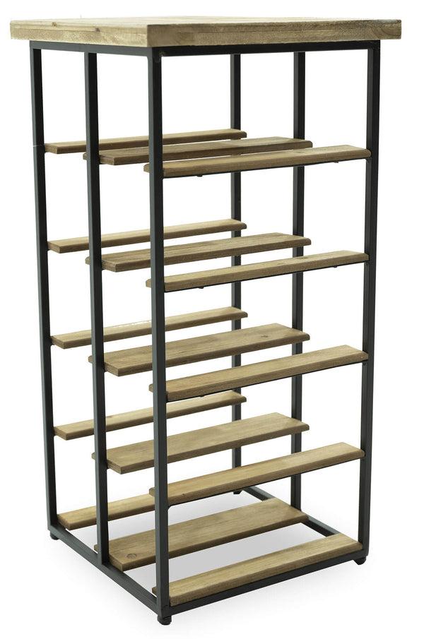 online Cantinetta Portabottiglie 30x30x60 cm 10 Bottiglie in Ferro e Legno Joy Nero
