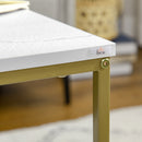 Set 2 Tavolini Impilabili con Piano Quadrato in Acciaio e Truciolato Bianco e Oro-8