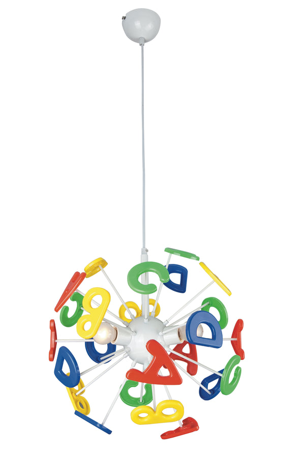 Lustre rond en acrylique et métal multicolore avec lettres de l'alphabet à Suspension pour chambre à coucher E14 online