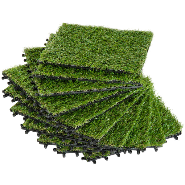 Set 10 Piastrelle Prato Artificiale per Giardino Densità 6500 30x30 cm Erba Sintetica Verde online