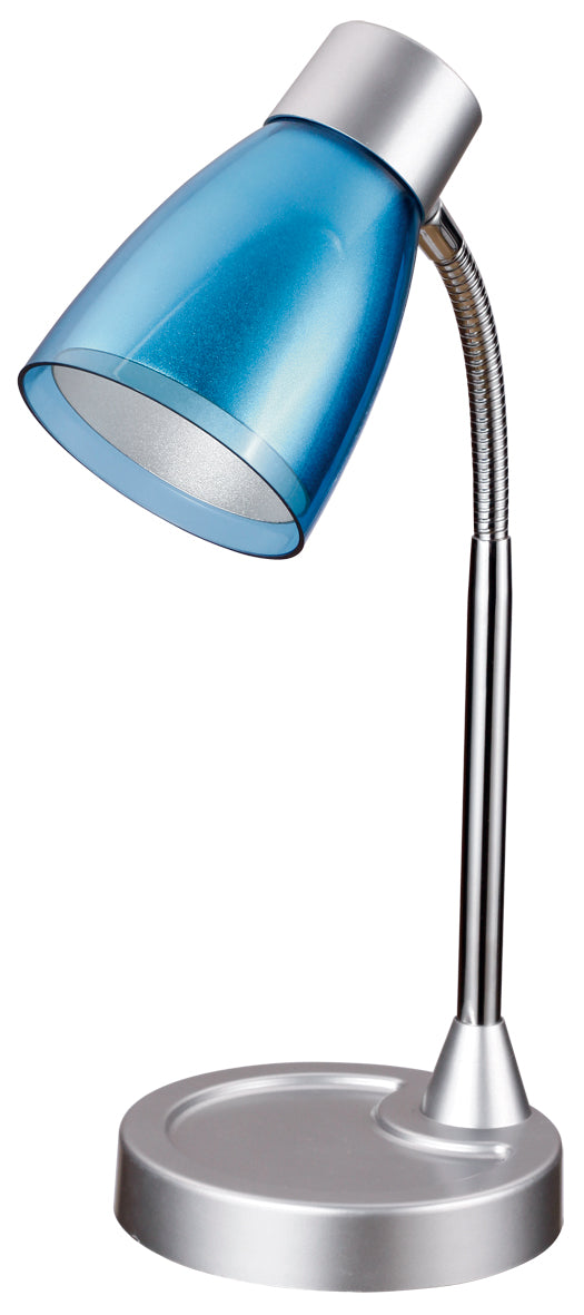 Lampe de bureau réglable bleue en plastique et métal, lampe moderne E14 sconto