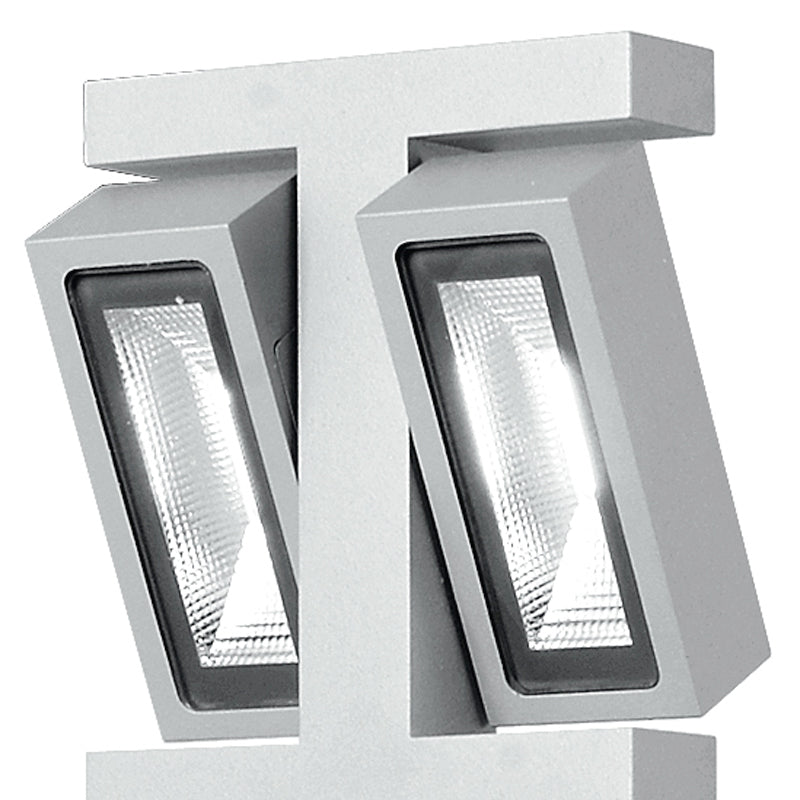 Palo Giardino Esterno Alluminio Silver Due Luci Orientabili Led 6 watt Luce Calda Intec LED-BETA-P1-2