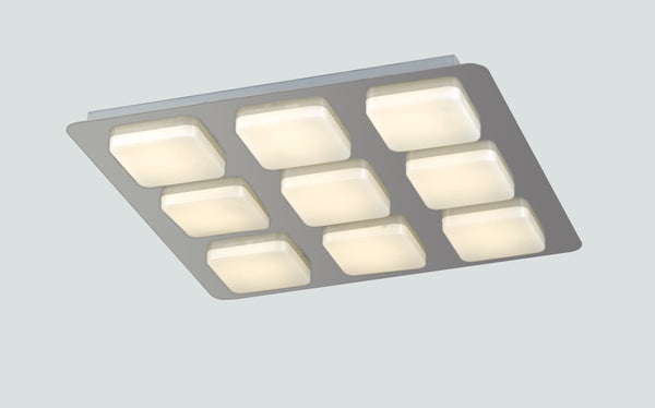 online Plafonnier acrylique carré moderne en métal 9 plafonniers LED 54 watts lumière chaude