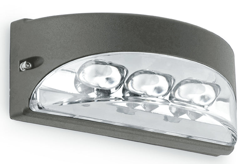 Applique Esterno Alluminio Antracite Impermeabile Led 3 watt 4000 kelvin Intec LED-MONTREAL-AP-1