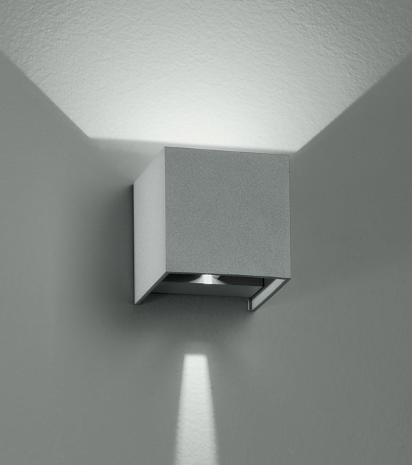 online Applique cubique argentée, émission de lumière au-dessus et au-dessous, LED réglable, lumière chaude de 6 watts