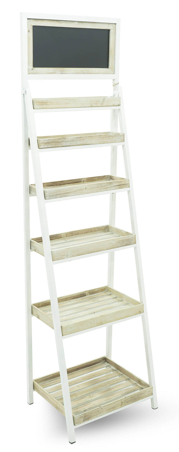 sconto Porte Plante Jardinière 55x44x197 cm en Fer et Bois Leyla Bianca