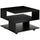 Table basse asymétrique 60x60x45 cm avec étagères et pieds réglables en bois noir