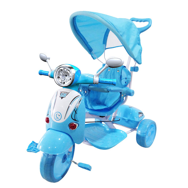 sconto Tricycle à pousser pour siège enfant réversible bleu classique Kidfun