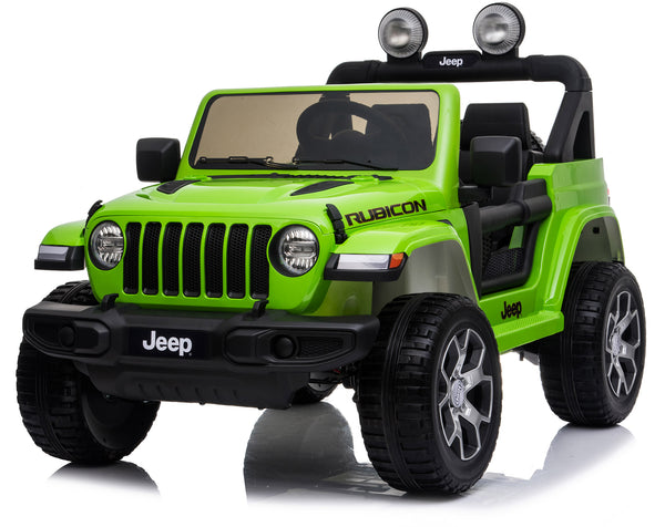 acquista Véhicule électrique pour enfants 12V 2 places sous licence Jeep Wrangler Rubicon vert