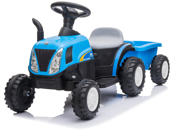 sconto Tracteur électrique pour enfants 6V avec remorque New Holland bleu clair