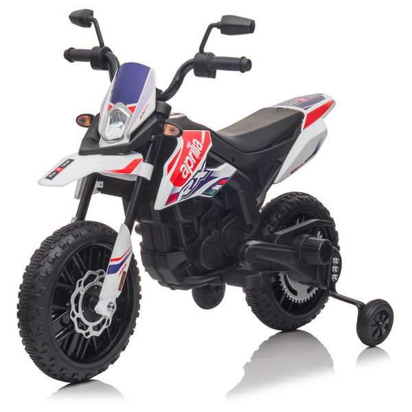 acquista Moto électrique pour enfants 12V avec permis Aprilia Motocross RX125 Blanc