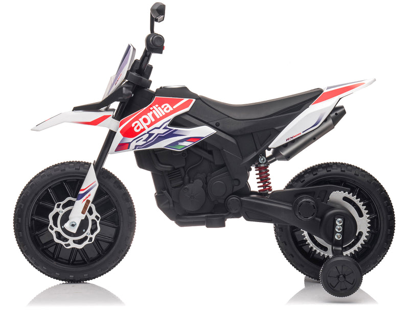 Moto Elettrica per Bambini 12V Aprilia Motocross RX125 Bianco-2