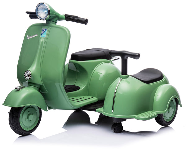 Piaggio Vespa avec side-car petit électrique 6V pour enfants vert sconto