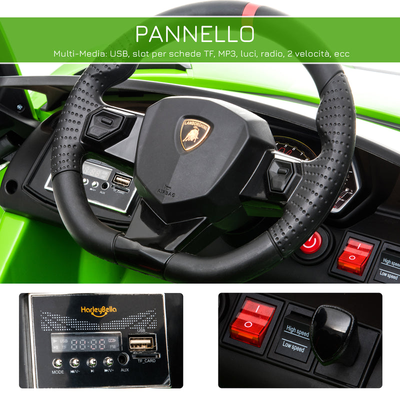Macchina Elettrica per Bambini 12V con Licenza Lamborghini Aventador Verde-6
