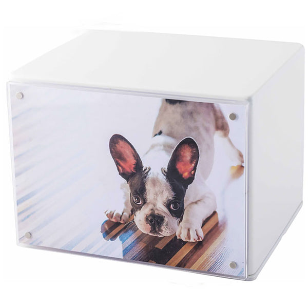 Urne cinéraire en bois laqué avec cadre aimanté pour animaux 15x12x10cm GMF Blanc acquista