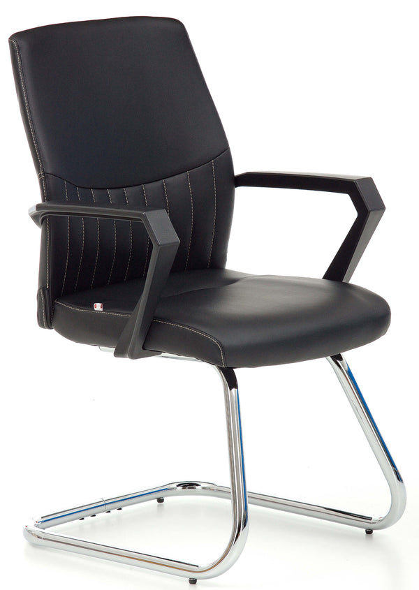 Chaise de bureau visiteur en simili cuir noir fixe Sake online