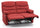 Canapé 2 places avec fauteuil inclinable manuel en tissu Karol rouge