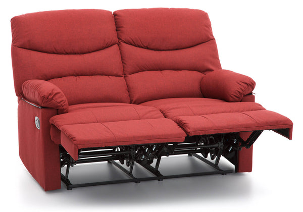 Canapé 2 places avec fauteuil inclinable manuel en tissu Karol rouge acquista