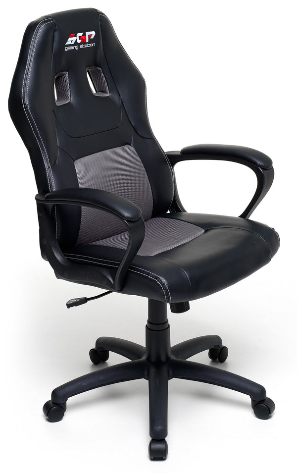 Chaise gamer ergonomique 62x60x113 cm en simili cuir noir et gris online