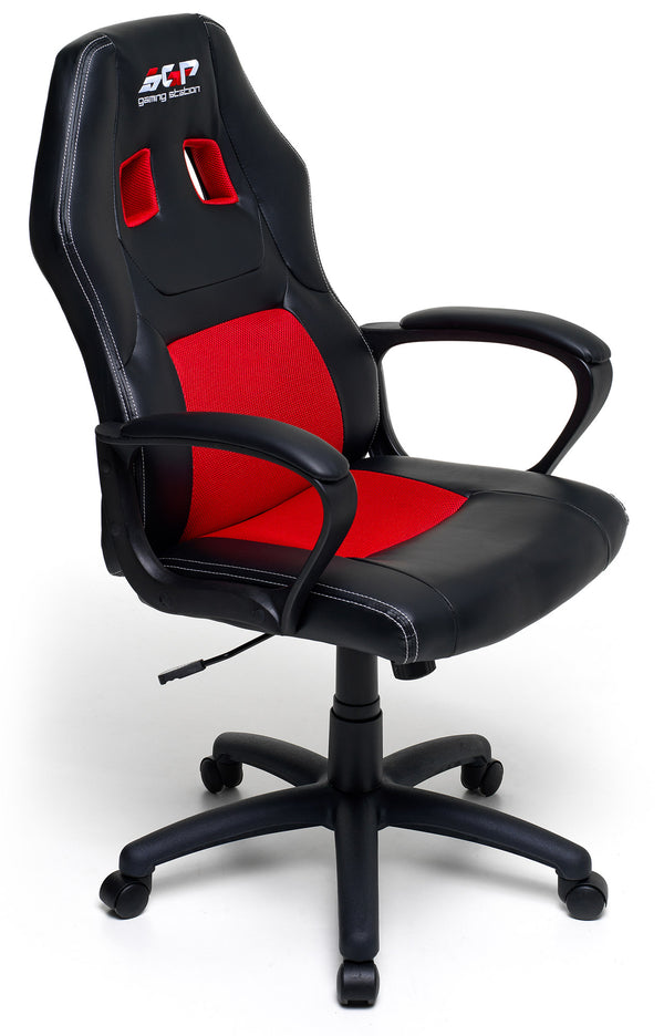 prezzo Chaise gamer ergonomique 62x60x113 cm en simili cuir noir et rouge