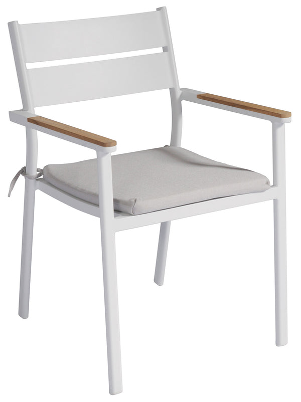 acquista Chaise de jardin empilable 56x55x80 cm en aluminium blanc Malibù