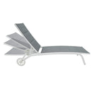 Lettino Prendisole da Giardino 190x30x62 cm in Alluminio e Textilene Milk Grigio-3