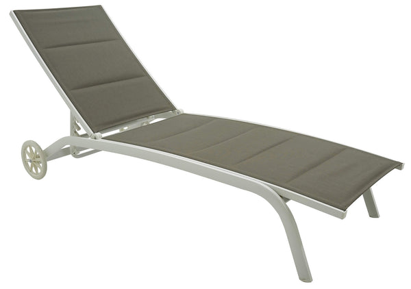 Transat de jardin 190x30x62 cm en aluminium et textilène taupe lait prezzo