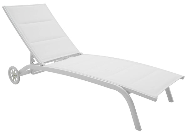 Transat de jardin 190x30x62 cm en Aluminium et Textilène Blanc Lait acquista