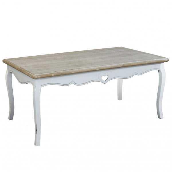 Table Basse Coeur 110x48x59 h cm en Bois de Paulownia Blanc sconto