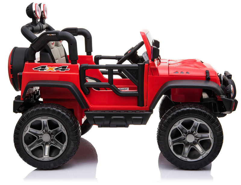 Macchina Elettrica per Bambini 2 Posti Ruote EVA Maxi Fuoristrada 12V Happy Kids Rossa-4