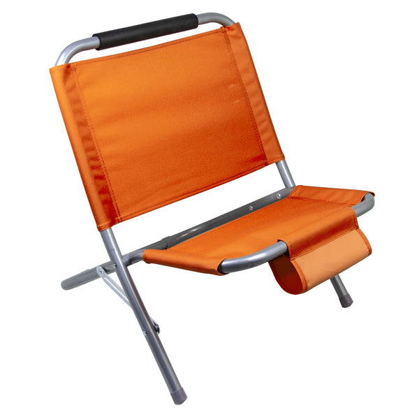 Chaise de plage de camping pliante en textilène avec poche orange online