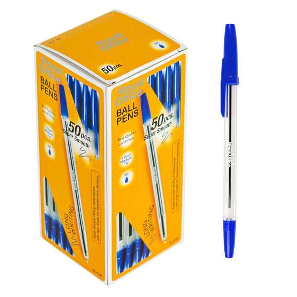 Lot de 50 stylos bille longue durée avec clip bleu online