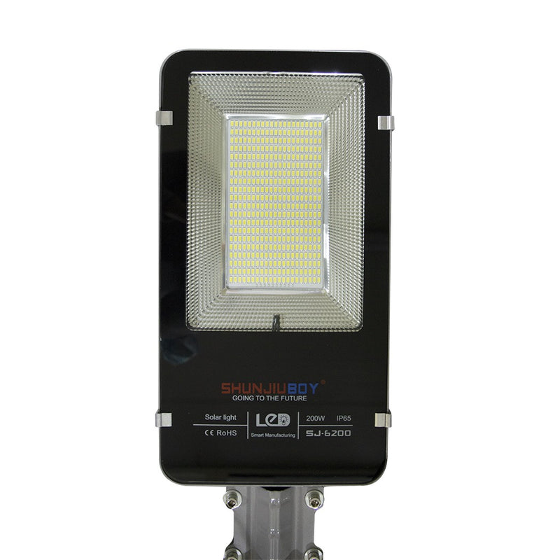 Lampione Faro LED Stradale 200W con Pannello Solare Crepuscolare Telecomando e Staffa-2