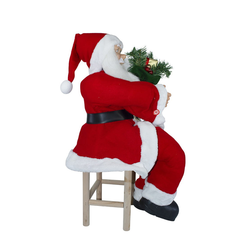 Pupazzo Babbo Natale H90 cm Seduto con Regali Rosso-3