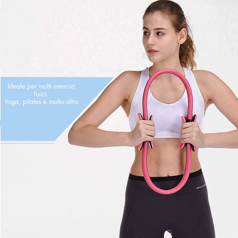 Anello Fitness di Resistenza 38 cm per Pilates Yoga Rosa-3