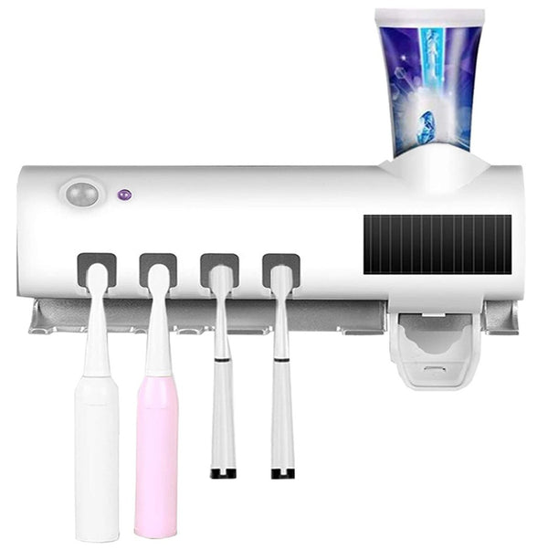 Stérilisateur UV avec 4 fentes de support de dentifrice pour brosse à dents à charge solaire USB Blanc prezzo