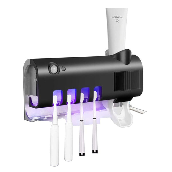 Stérilisateur UV avec 4 fentes de support de dentifrice pour brosse à dents à charge solaire USB Noir acquista