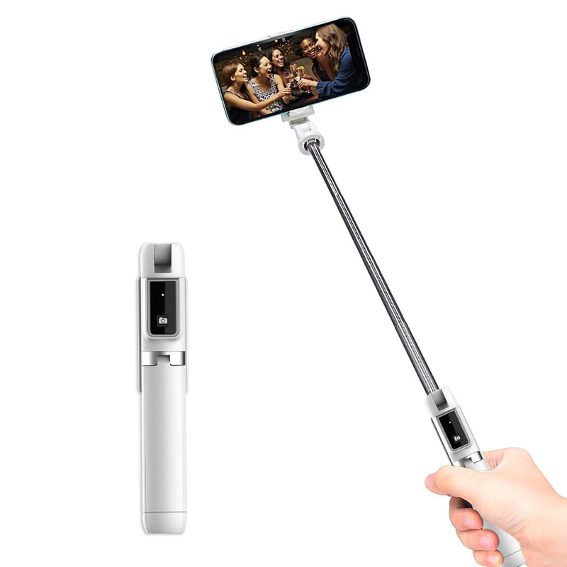 Asta Selfie Espandibile con Telecomando Incorporato Bianco-1