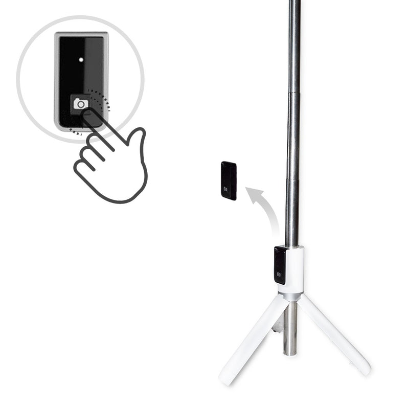 Asta Selfie Espandibile con Telecomando Incorporato Bianco-3