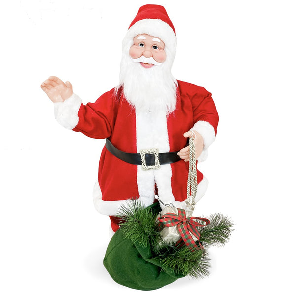 Marionnette Père Noël H80 cm avec Sons et Mouvement Rouge prezzo