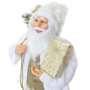 Pupazzo Babbo Natale H90 cm con Luci e Suoni Bianco e Oro-4