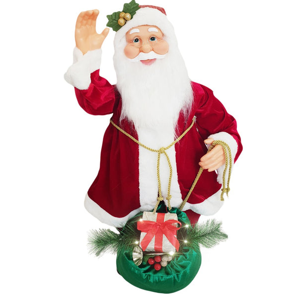 Marionnette Père Noël H80 cm avec Lumières et Mouvement Rouge prezzo