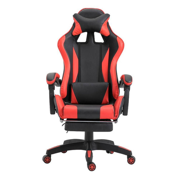acquista Chaise de jeu ergonomique 66x60x134 cm avec repose-pieds en similicuir rouge