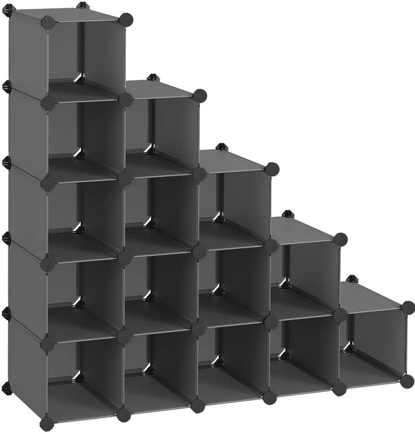 prezzo Bibliothèque modulable avec cubes PVC 53 pièces modulables Noir