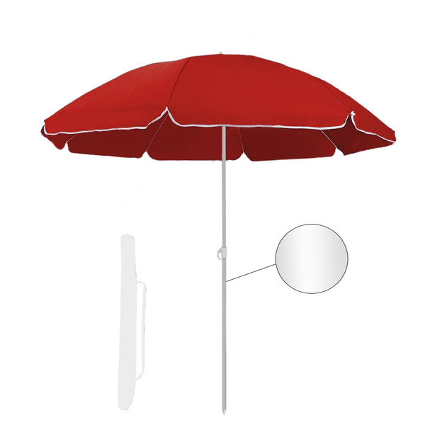 Parasol de jardin Ø180 cm en aluminium avec housse polyester rouge sconto