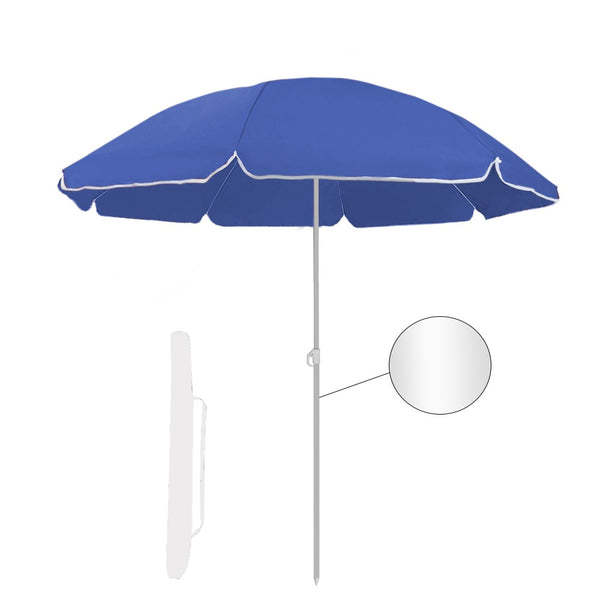 Parasol de jardin Ø180 cm en aluminium avec housse en polyester bleu sconto