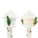 Lampione di Natale 60H cm ad intreccio bianca con glitter e minilucciole-2