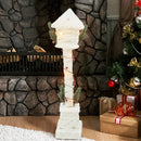 Lampione di Natale 60H cm ad intreccio bianca con glitter e minilucciole-4