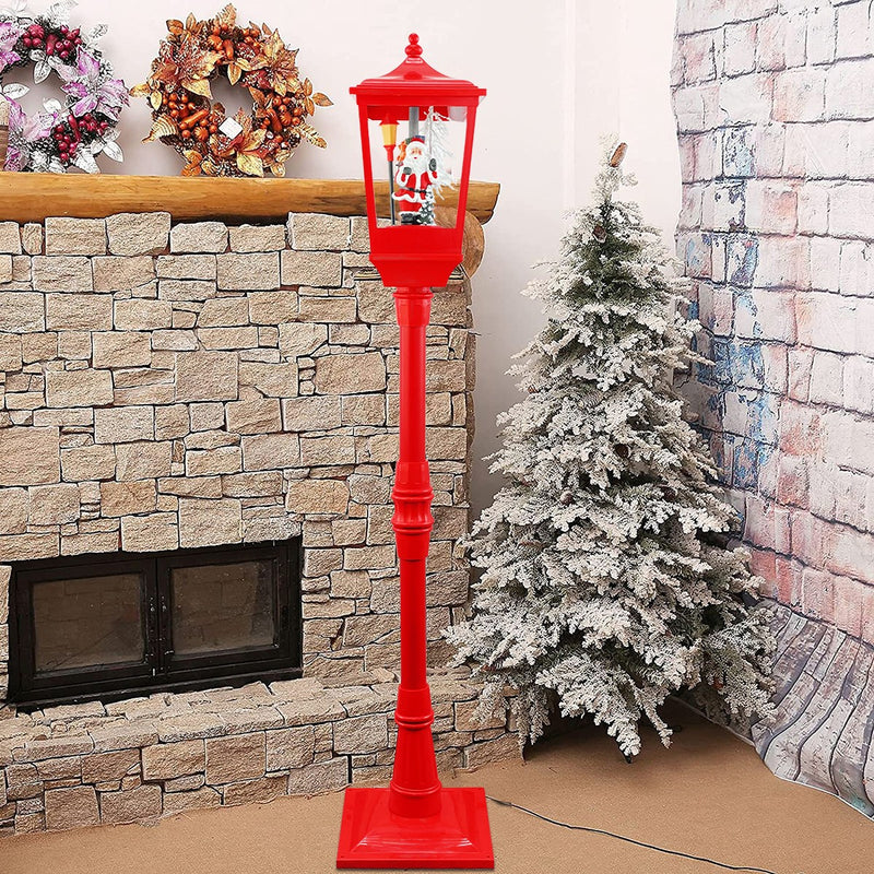 Lampione Rosso di Natale H180 cm Decorazione con Musica e Mini Lucciole-3